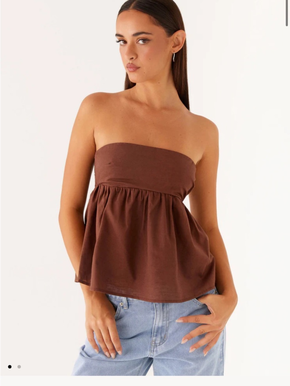 Peppermayo Brown Strapless Peplum Camisole